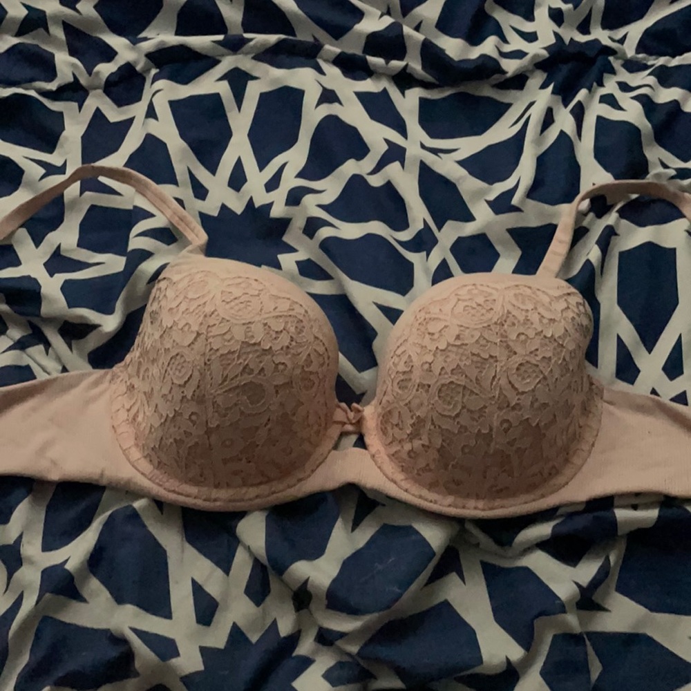 Baby pink, Victoria’s Secret bra.